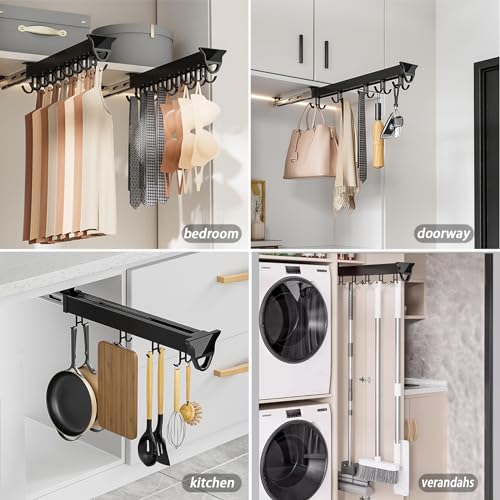 Broom and Mop Organizer, Hanging Storage Rack for Kitchen, Closet, Garage O620752