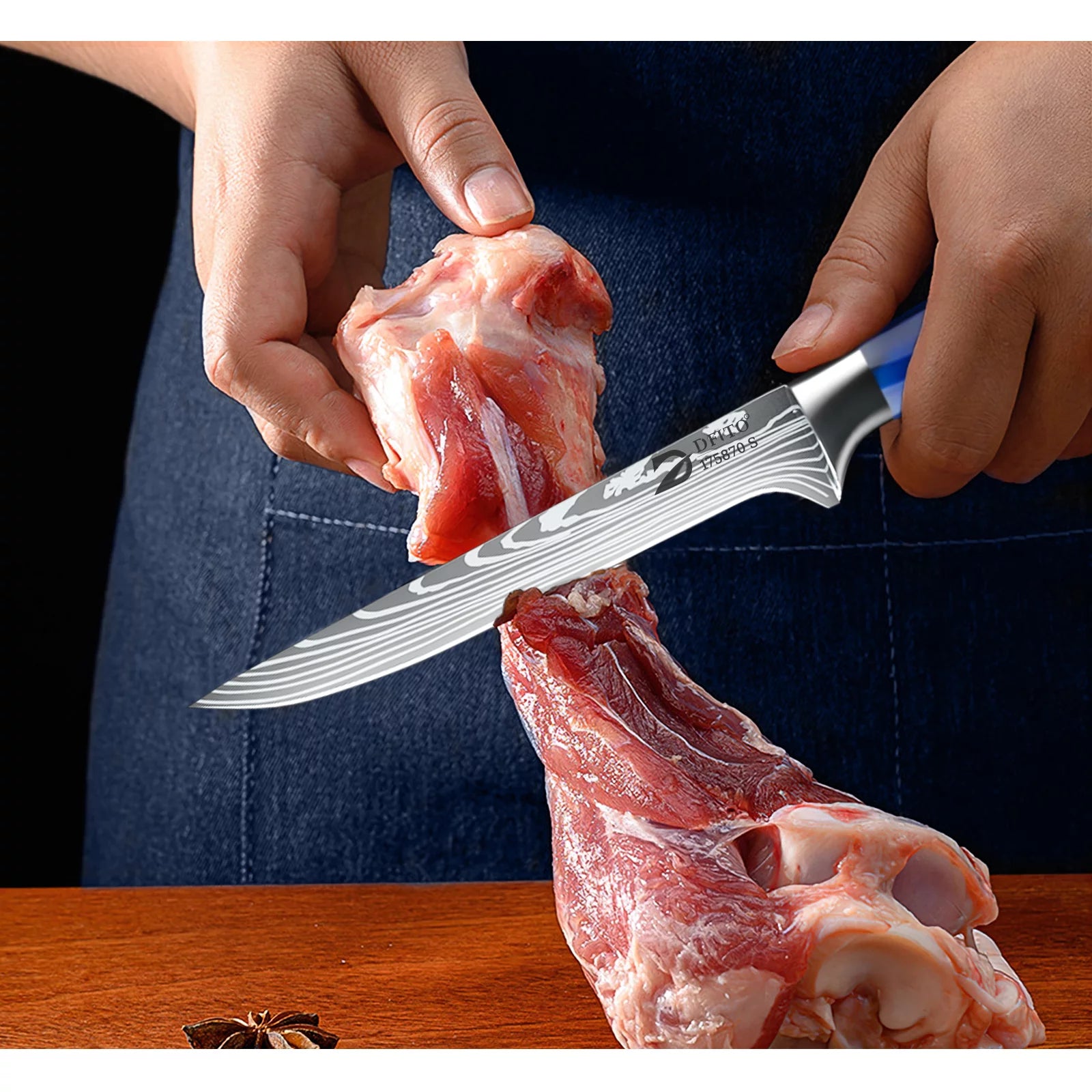 Kitchen Knife Set, 8 Pcs Stainless Steel Chef Knife Set, Blue U570483
