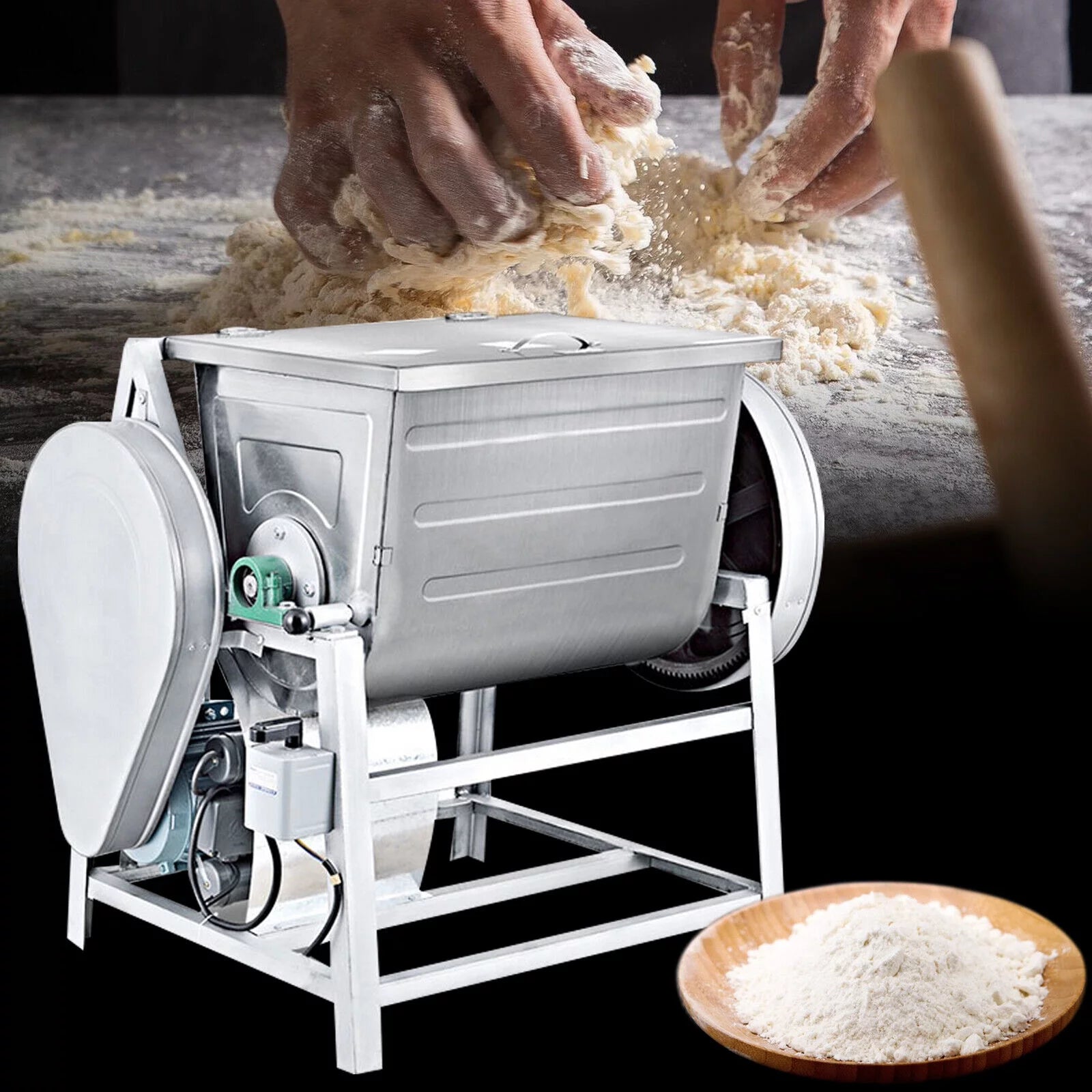 Miumaeov 15KG/30QT Commercial Electric Dough Mixer Heavy Duty Pizza Dough Kneading Machine Kitchen Equipment with 2 Speed Adjustable