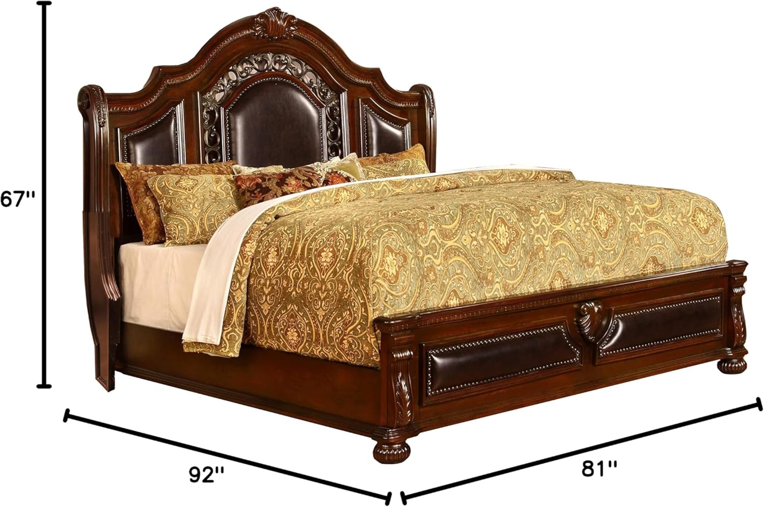 Cherry Wood King Platform Bed H489274