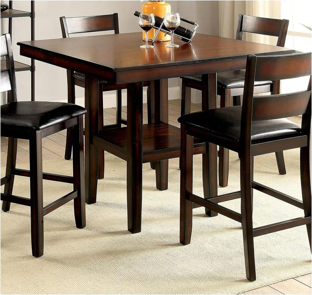 Brown Cherry Storage Dining Table 5pc Set with 4 High Chairs R98235