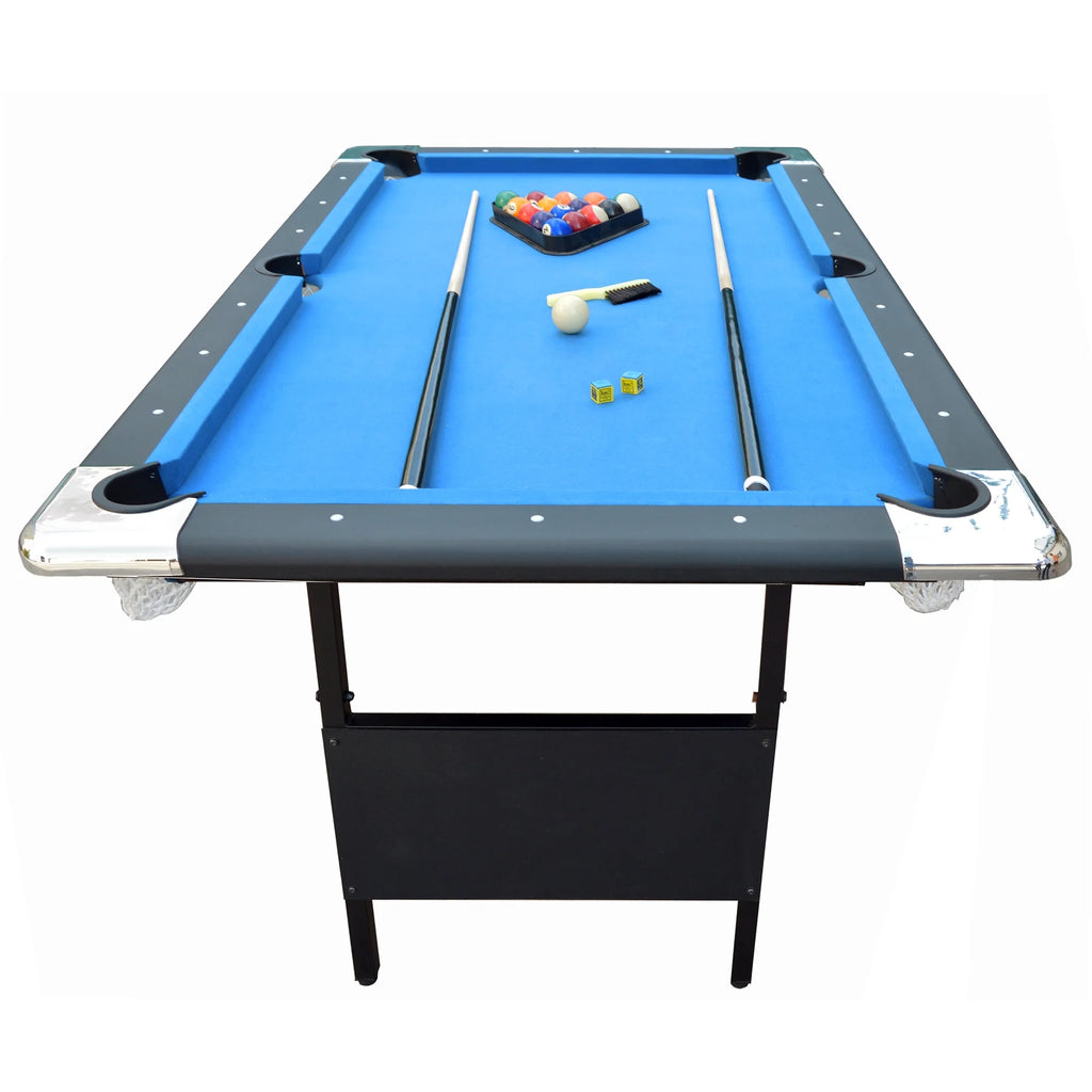 Folding 6 ft. Pool Table, Blue Felt Q593