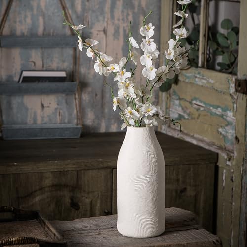Matte White Textured Ceramic Vase Set of 3 for Home Decor E42406