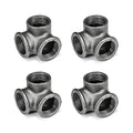 1" 3-Way Side Outlet Elbow, Home TZH Cast Malleable Iron 3 Way Corner Pipe Fittings for Industrial vintage style DIY Project/Furniture/Shelving Decoration (4, 1")