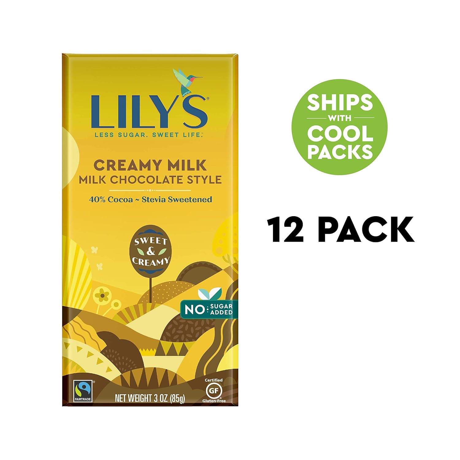 Milk Chocolate Style No Sugar Added Sweets Bars, 3 oz (12 Count) W98314