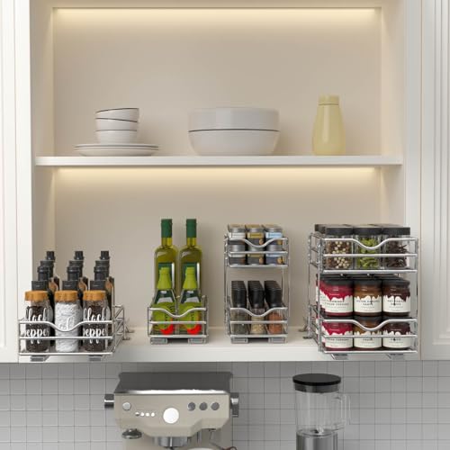 2 Tier Pull Out Spice Rack Organizer for Cabinet H271005