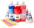 Nostalgia Premium Snow Cone Syrup Party Kit, 3 16-Ounce Snow Cone Syrups 20 Snow Cones, 20 Spoon Straws, SCK3