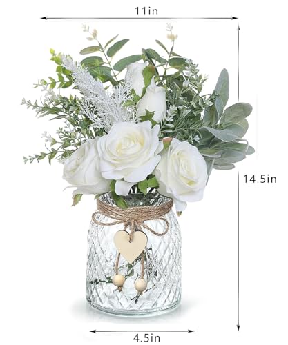 Artificial Flowers with Vase, Silk Hydrangea Bouquet, Faux Flower Arrangement for Home Decor D824338