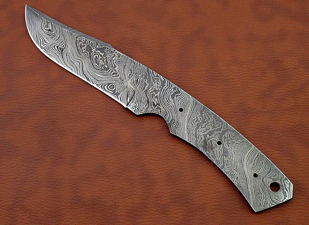 9.5" clip point Damascus steel blank blade, knife making supply W554