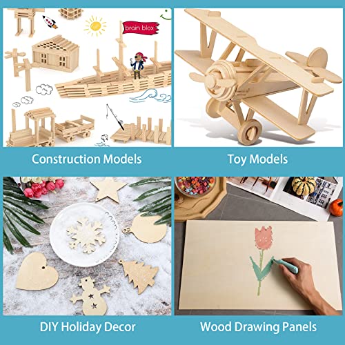 Basswood Sheets for Crafts 16 x 16 x 1/8 Inch, 3mm Thick, Unfinished Wood Boards for Laser Cutting H52977