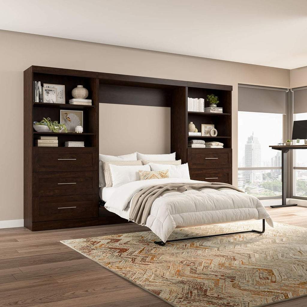 Wall Bed for Multi-Purpose Room, Full Size, Chocolate W305