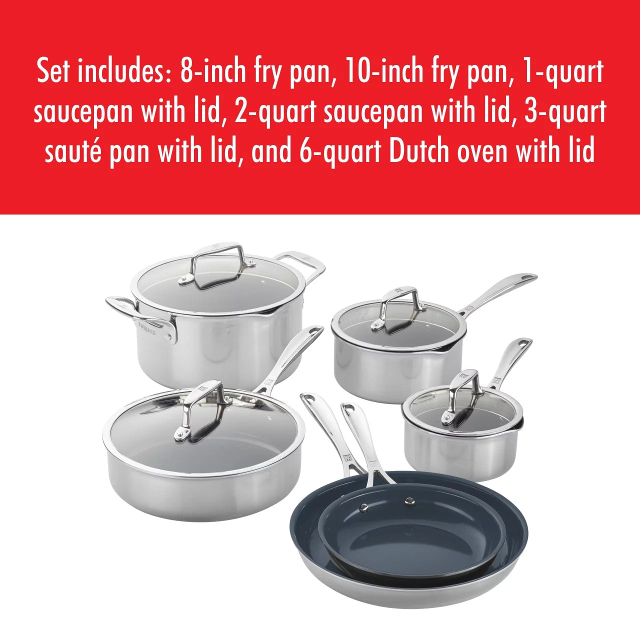 Stainless Steel Ceramic Nonstick Fry Pan with Lid X829