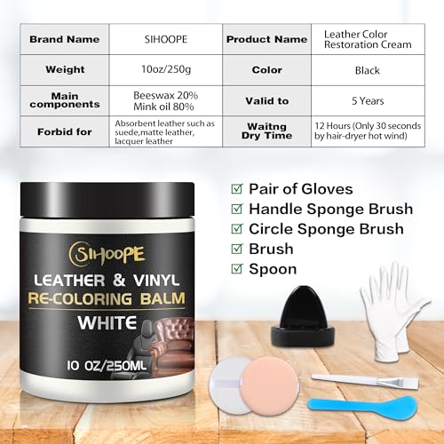 Leather Recoloring Balm for Car Seats, Furniture, Shoes and Bags (Black) I861305