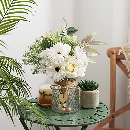 Artificial Flowers with Vase, Faux Silk Arrangement for Table Decor B871319