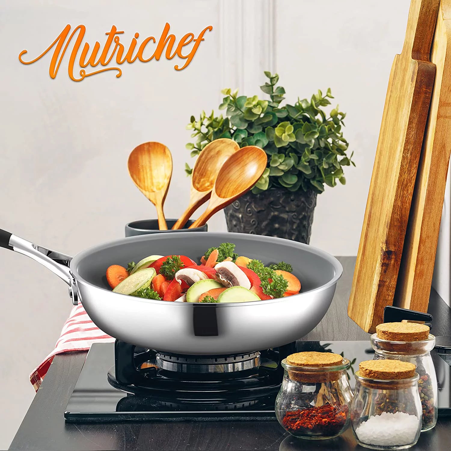 16-Piece Pots & Pans Set with Ceramic Non-Stick Coating and Nylon Utensils B559239