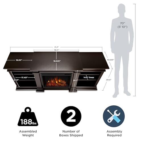 72" TV Stand with Electric Fireplace, Black, Fits up to 70" TV W2754