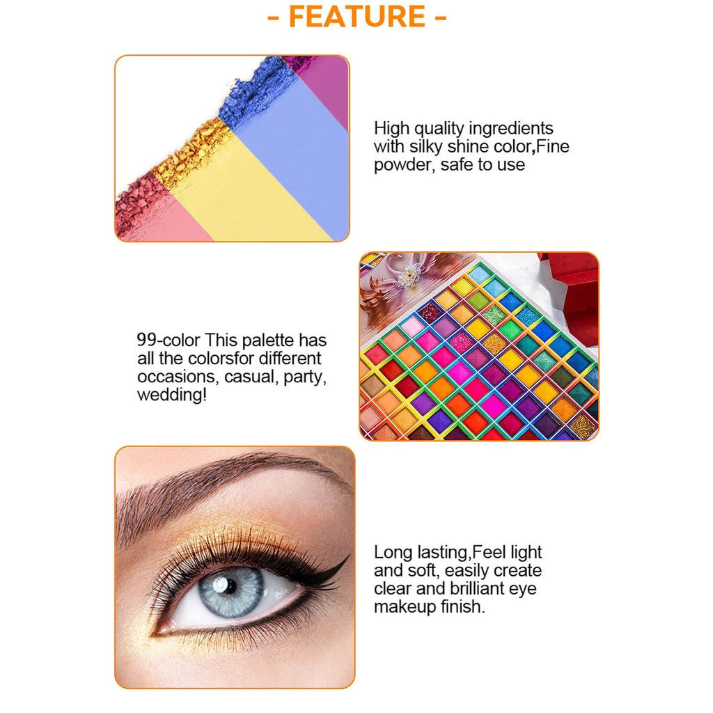 Matte Glitter Eyeshadow Palette, Waterproof, 99 Colors M463