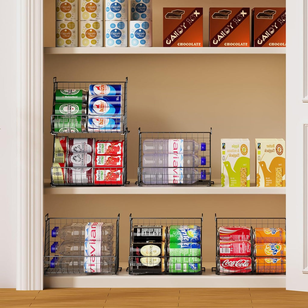 Stacking Can Dispenser 3 Tier with Dividers, Pantry Organizer for Cans and Bottles U698676