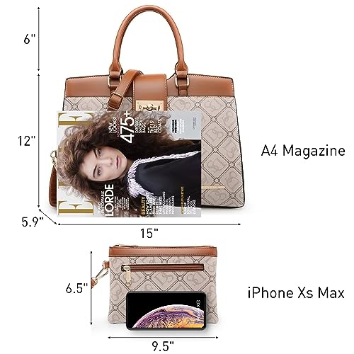 Monogram Satchel Purse Large Tote Ladies Handbag Shoulder Bags Top Handle Work Bag 2pcs Set I859