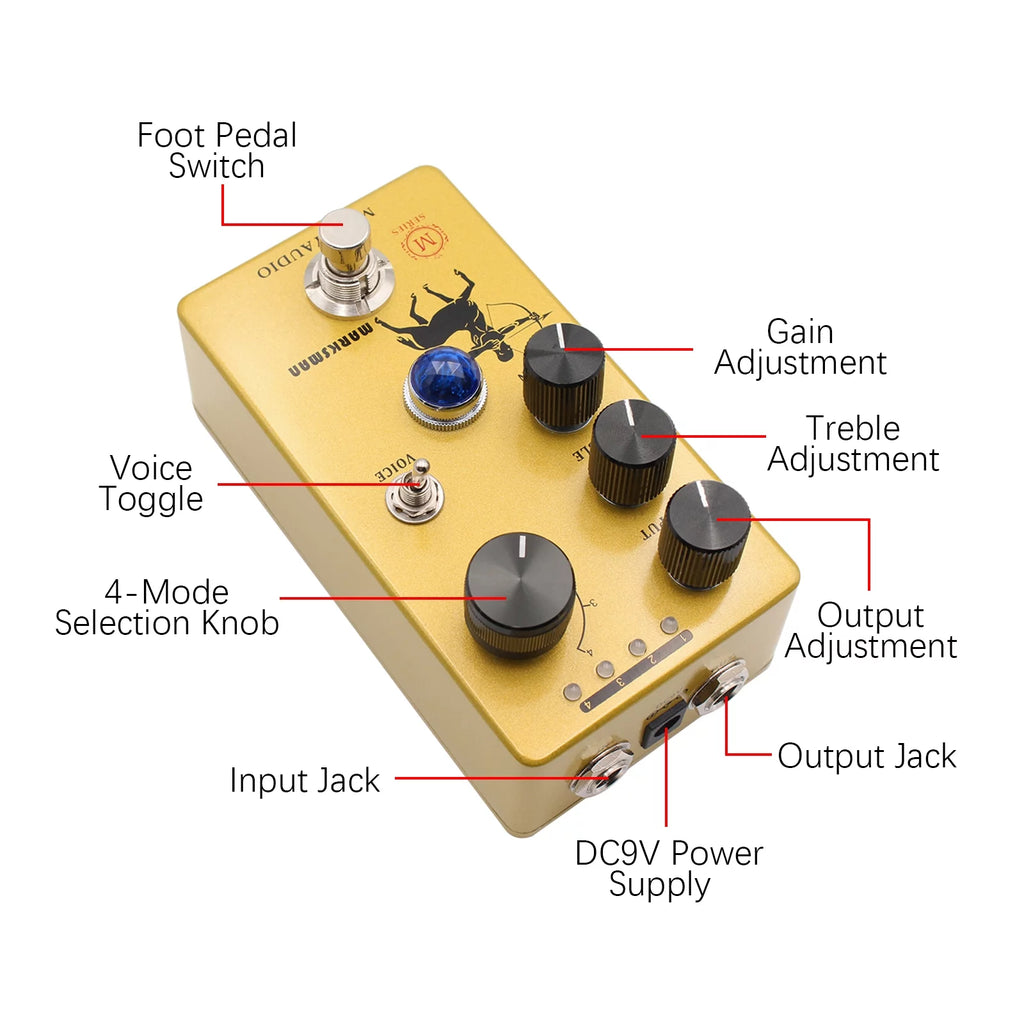 Overdrive Preamp Booster Guitar Pedal with 4 Clipping Modes F151