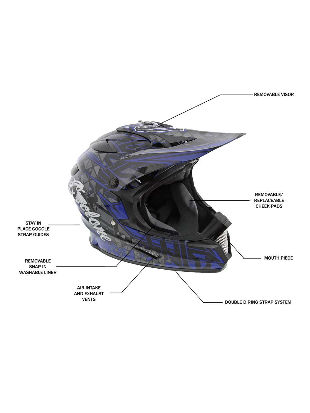 Off-Road Helmet DOT/ECE Approved Blue Medium T96928