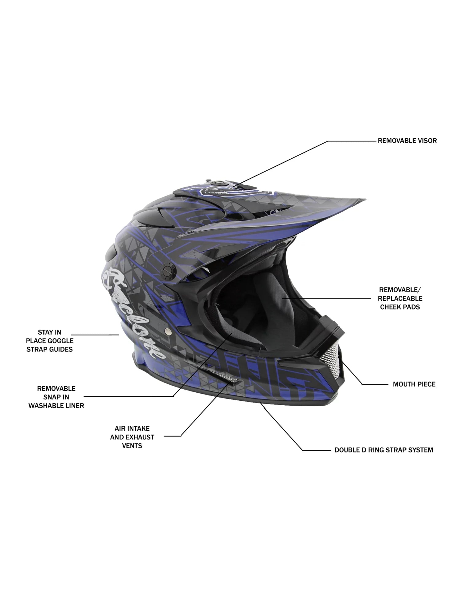 Off-Road Helmet DOT/ECE Approved Blue Medium T96928