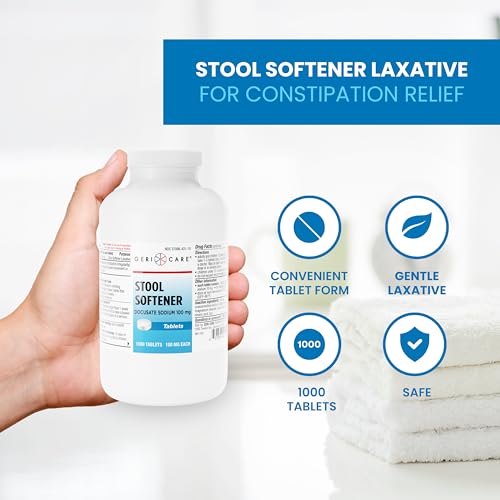 Docusate Sodium Stool Softener 100mg Crushable Tablets for Constipation Relief, 200 Count T7930