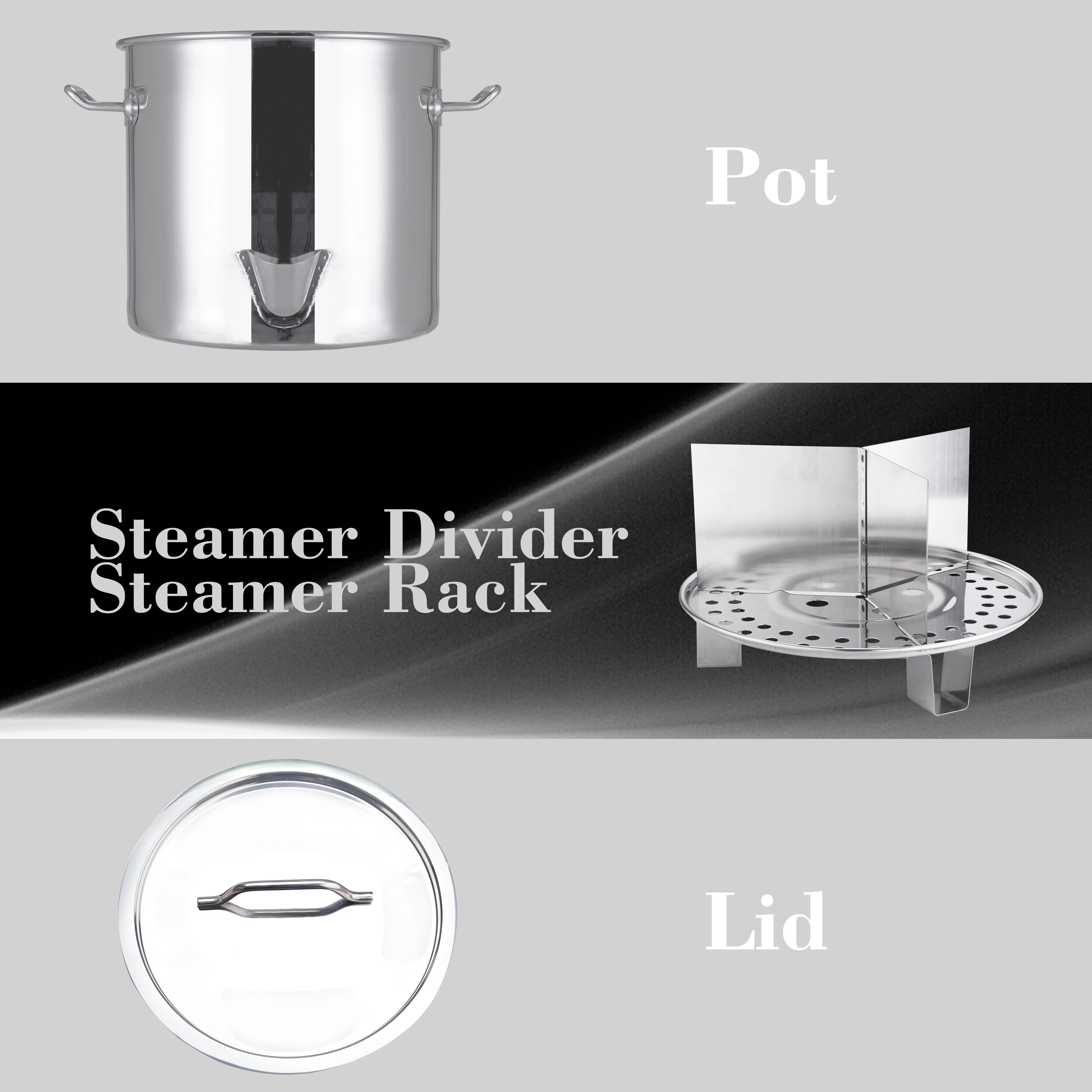 Stainless Steel Stock Pot with Lid & Steamer Rack G6740