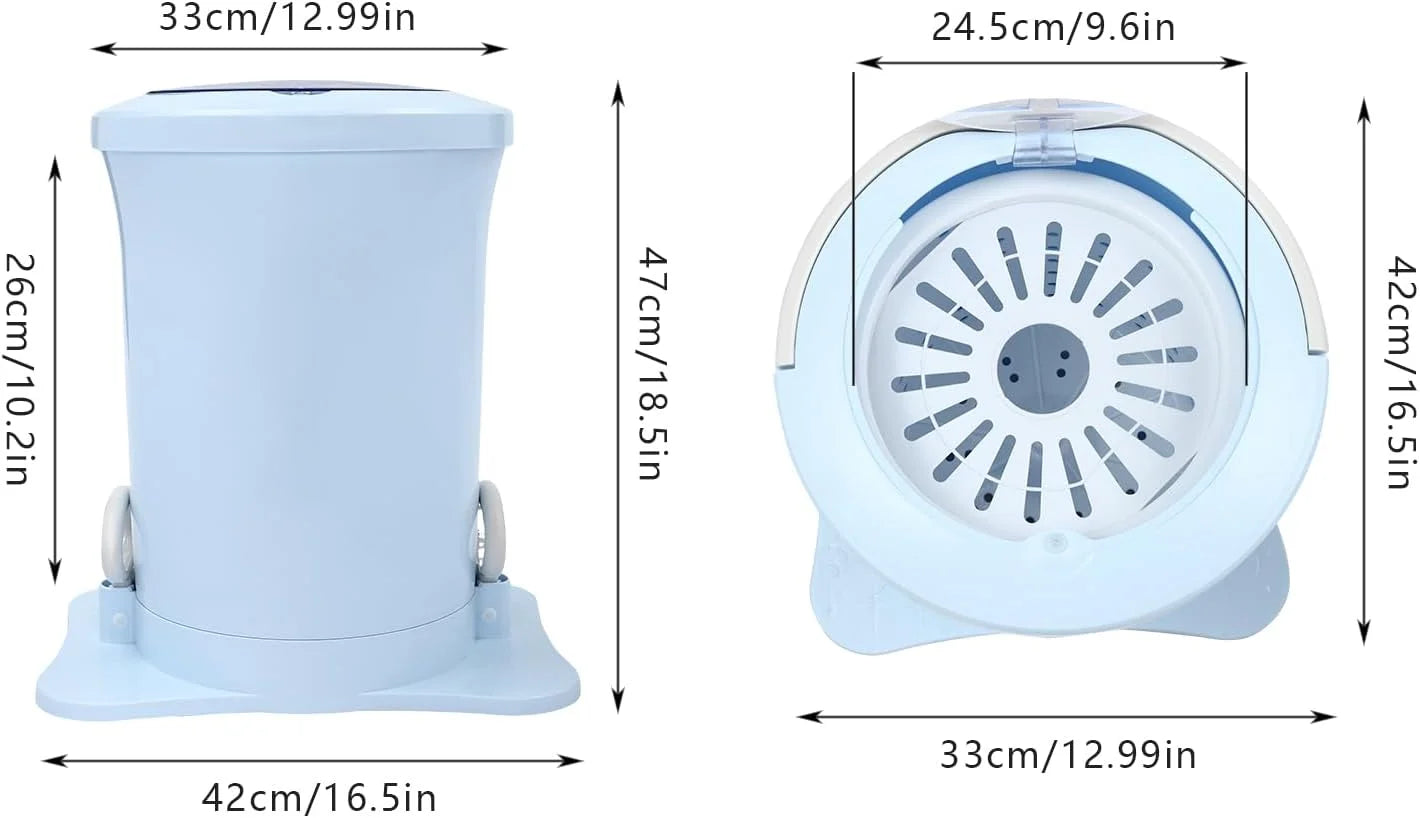 Manual Clothes Dryer, 12L Spin Dryer Foot Powered with Drain Hose, Compact for Apartments, Dorms, Travel P931057