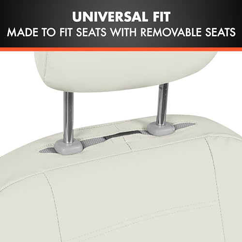 Beige Leather Car Seat Covers Front Seats Only, 4-Piece Faux Leather W513194