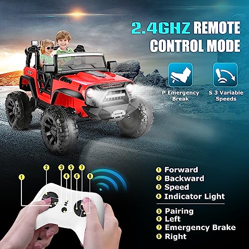 24V Ride on Car Truck with Remote Control, 2 Seater Kids Electric Jeep, Pink Y76383