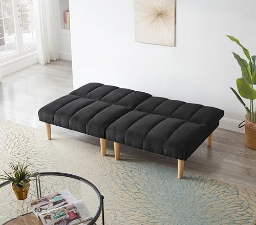 Convertible Futon Sofa Bed with Corduroy Fabric and Wooden Legs S315312