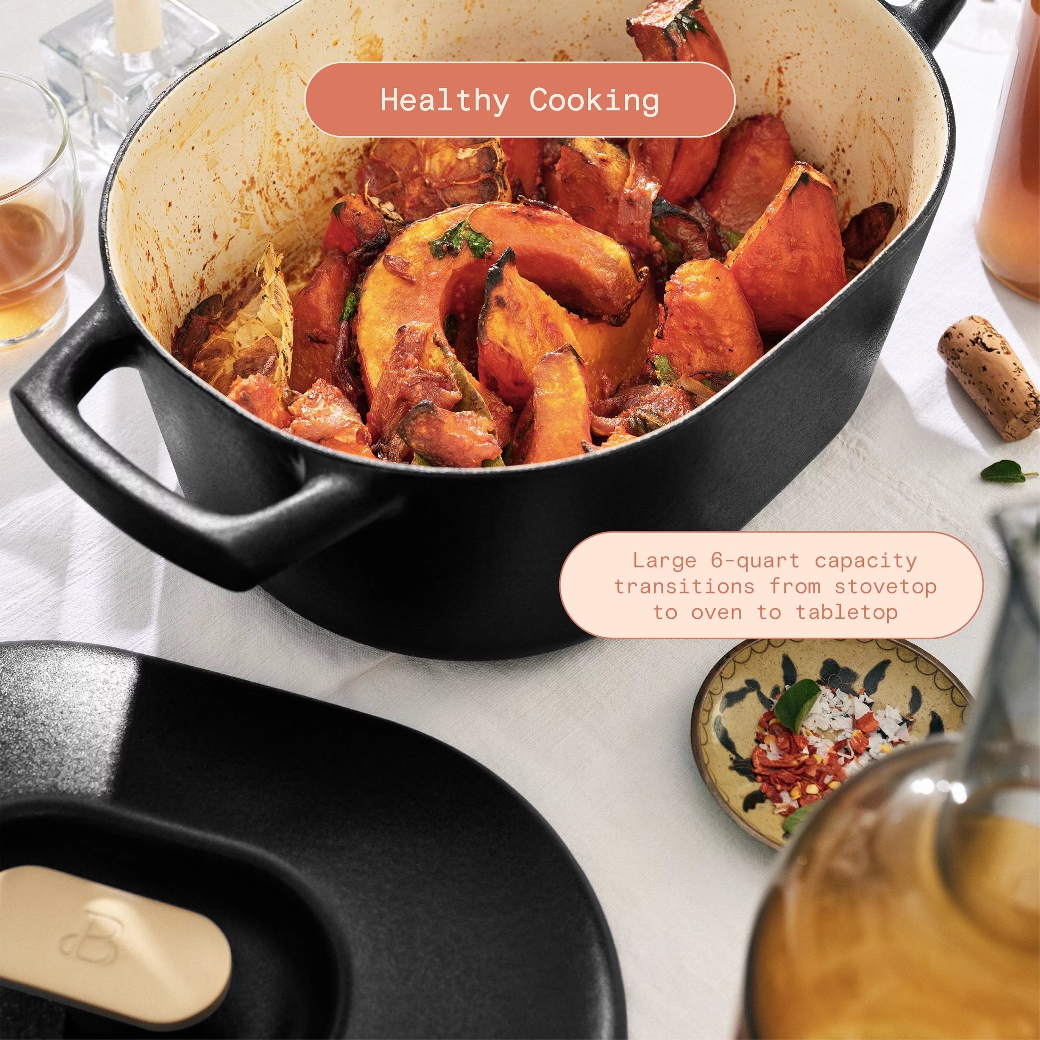 6 Quart Enamel Dutch Oven, Black Sesame Y718648