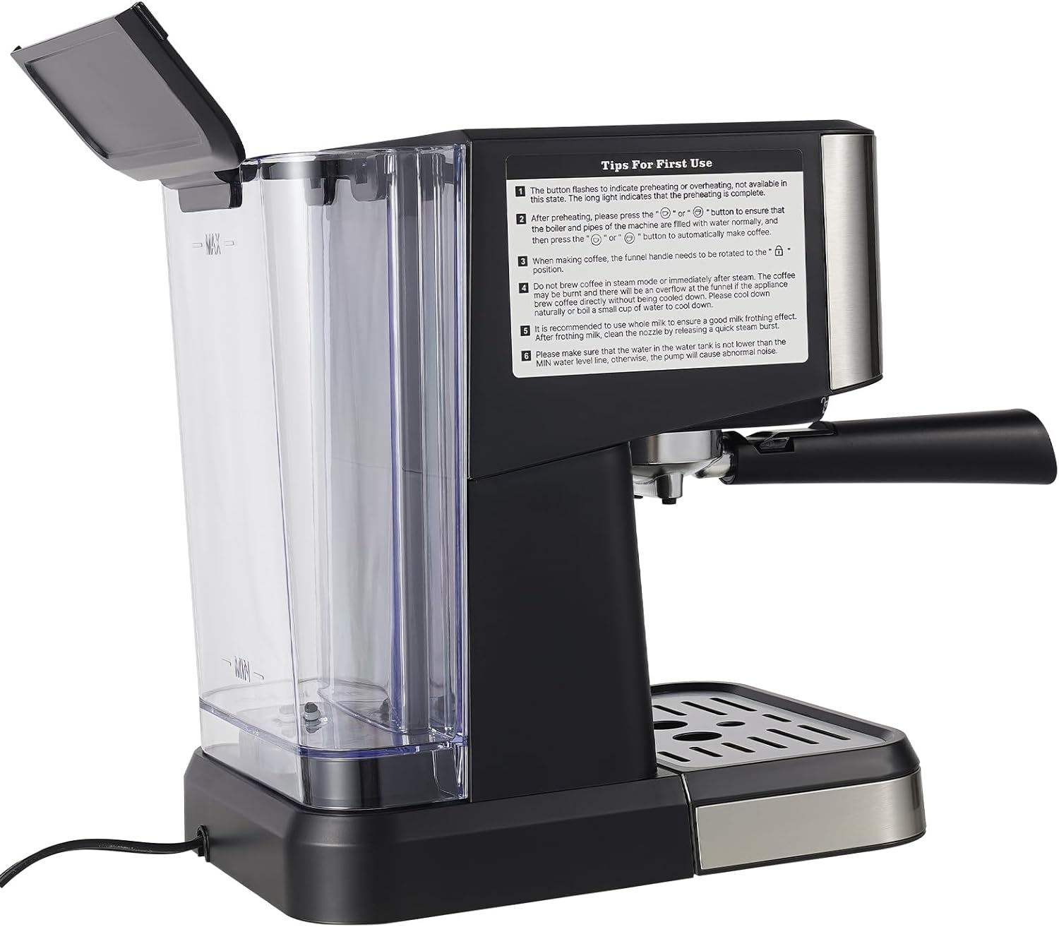 Espresso Machine with Milk Frother, 50oz Water Tank O43186