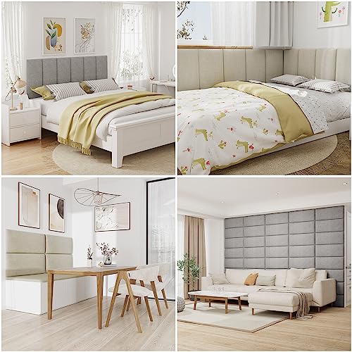 3D Soundproof Wall Panels Peel and Stick Headboard, 6 Panels, Gray E9826