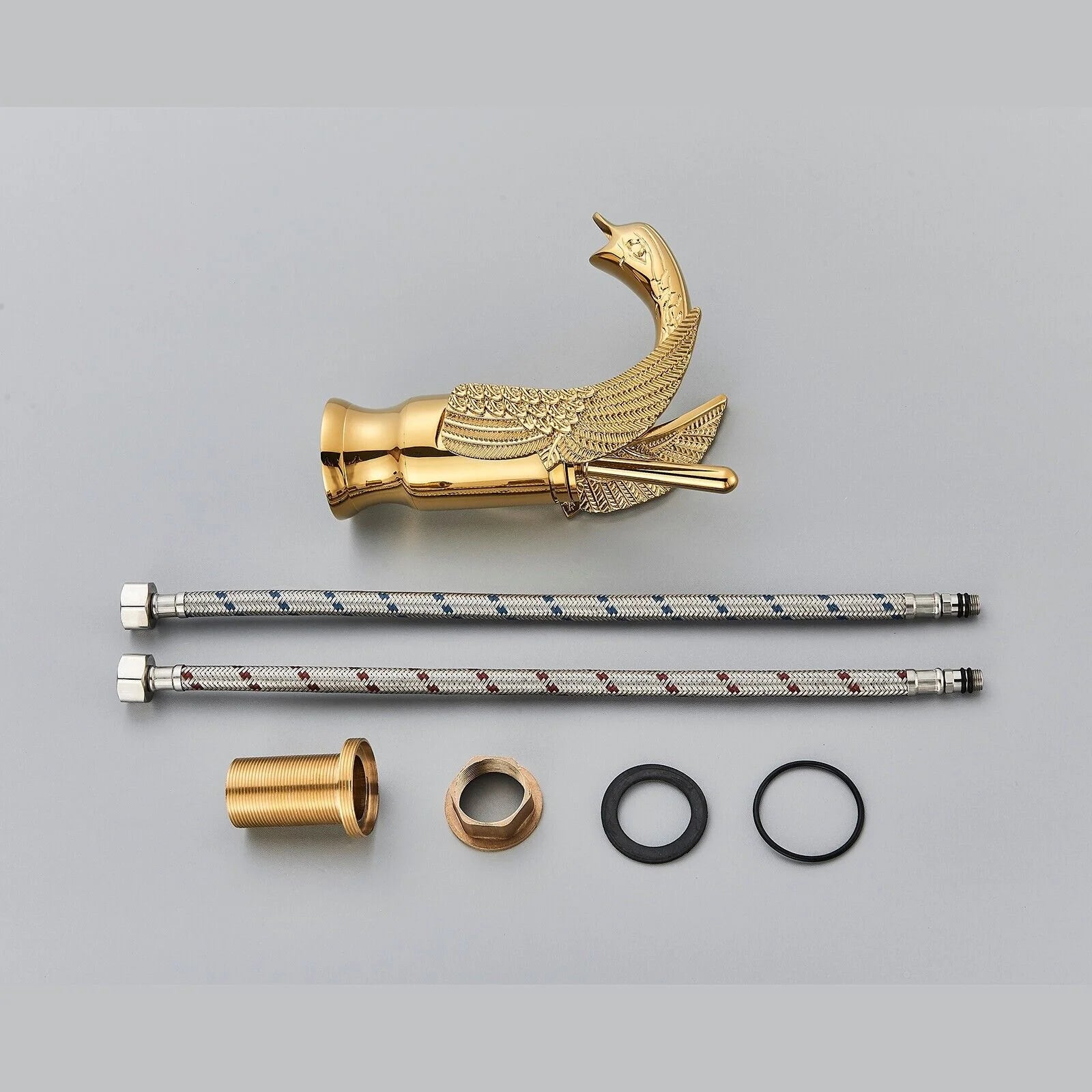 Swan Faucet Bathroom Sink Faucet Polished Gold Single Handle One Hole Basin Tap W86189
