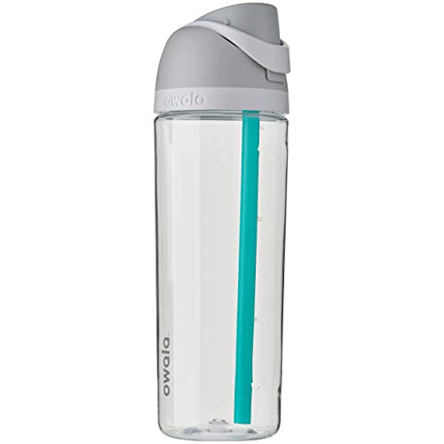 Owala FreeSip Clear Tritan Plastic Water Bottle with Straw, BPA-Free Sports Water Bottle, Great for Travel, 25 Oz, Very, Very Dark