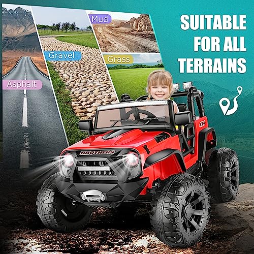 24V Ride on Car Truck with Remote Control, 2 Seater Kids Electric Jeep, Pink Y76383