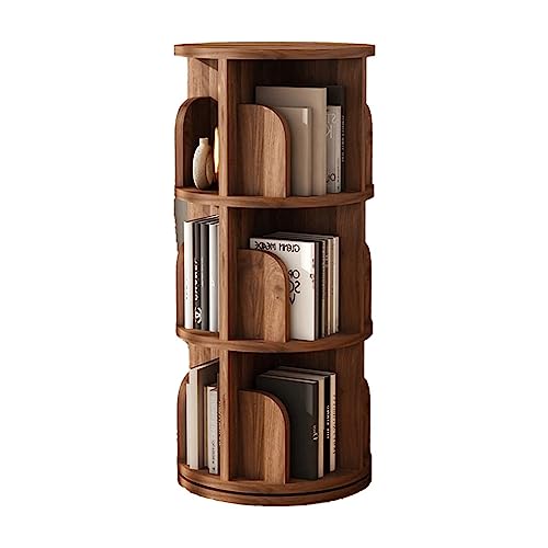 Bookshelf Large-Capacity Bookshelf 360° Rotating Bookshelf Simple Rack Bookcase with Baffle Design Layered Storage Bookcase Space Saving