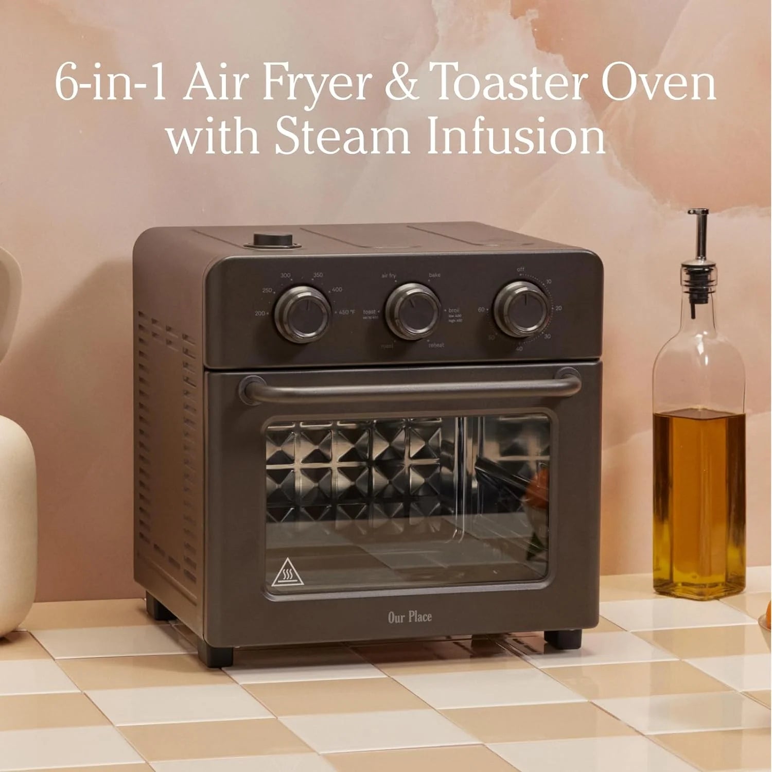 6-in-1 Air Fryer Toaster Oven with Steam Infusion, Compact Countertop Design R39133