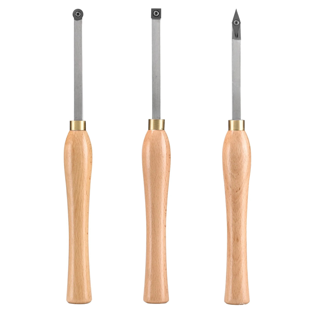 Lathe Chisel Set 3PCS Wood Turning Tools Carbide Steel S38644