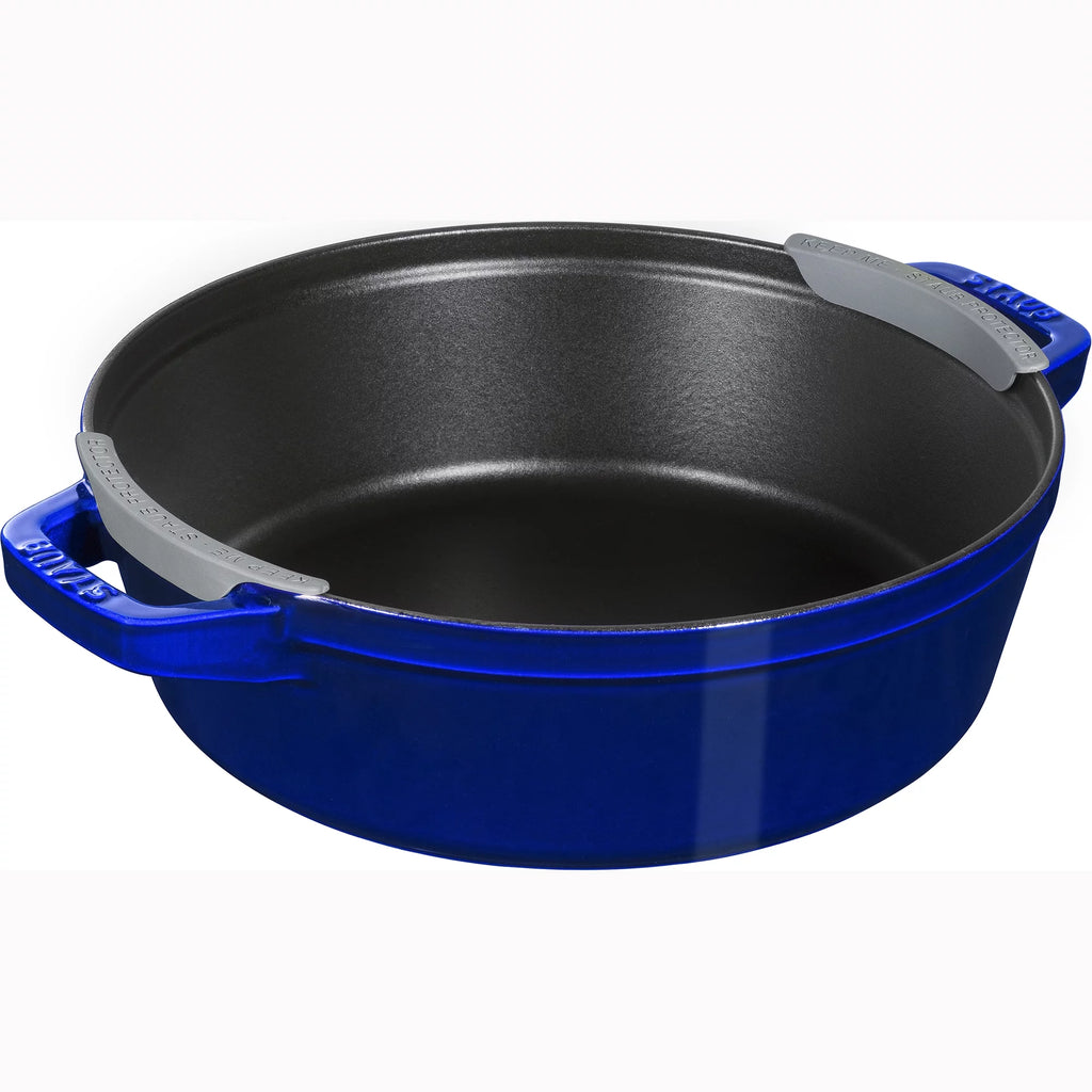 Cast Iron Cookware Set 4-Piece, Stackable Dutch Oven with Universal Lid, Dark Blue D57755