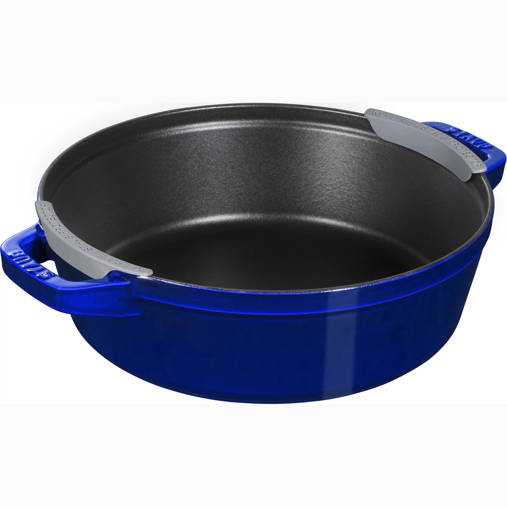 Cast Iron Cookware Set 4-Piece, Stackable Dutch Oven with Universal Lid, Dark Blue D57755