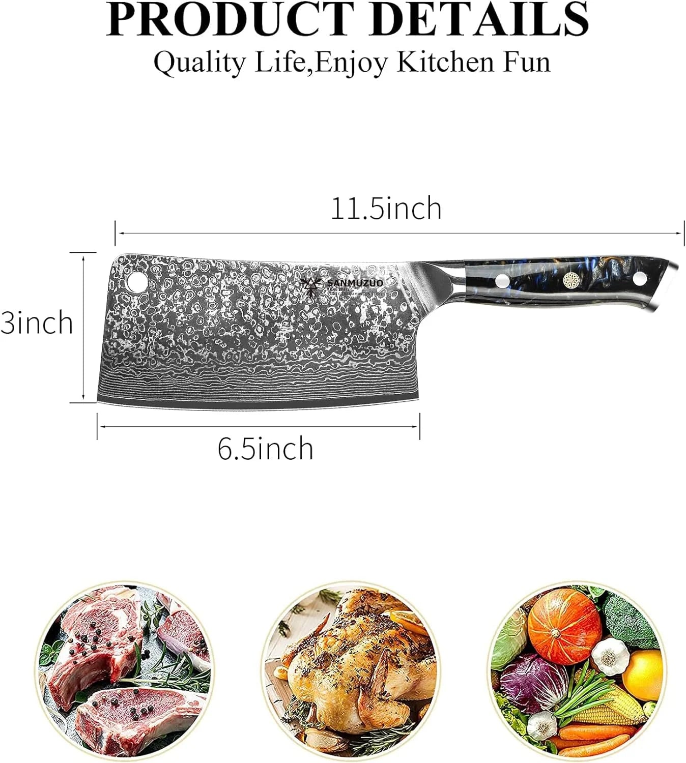 7 inch Damascus Steel Cleaver Knife with Resin Handle T4998