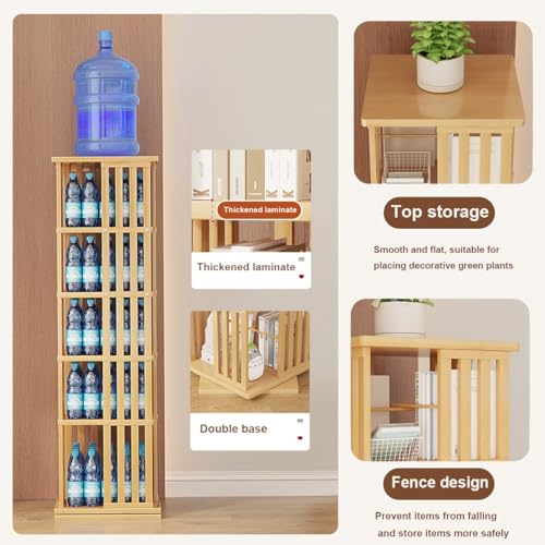 Bamboo 360 Rotating Bookshelf, 6-Tier Open Design Book Tower I111471