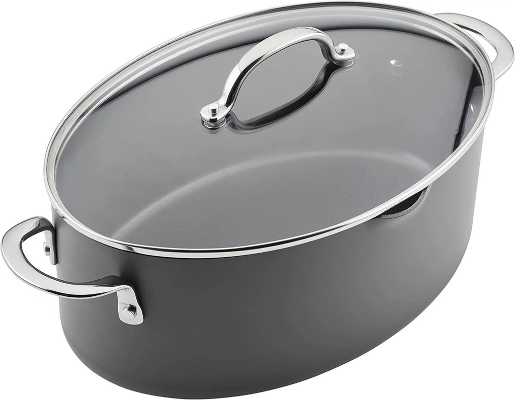 Hard Anodized 8 Quart Non-stick Oval Pasta Pot and Braiser Y824