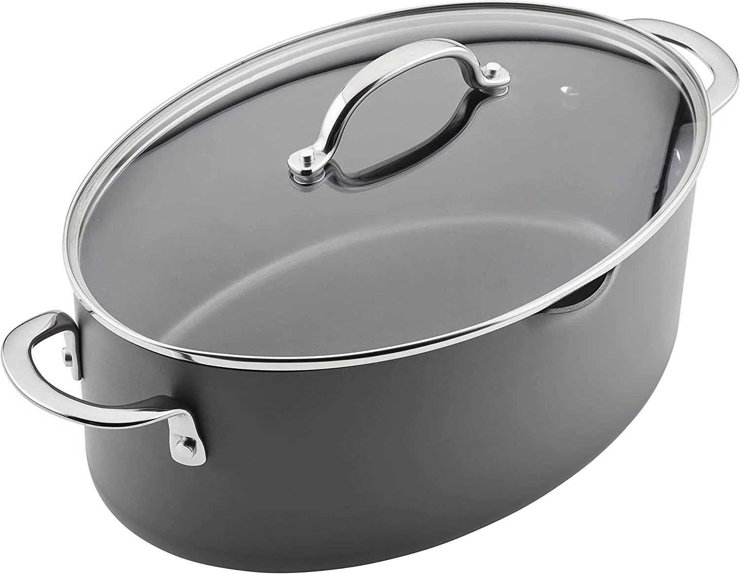 Hard Anodized 8 Quart Non-stick Oval Pasta Pot and Braiser Y824