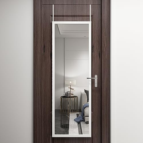 48" x 16" Over The Door Full Length Mirror, 2 Pcs Door Hanging Mirror,Wall Mounted Metal Frame Mirrors for Bedroom Living Room Bathroom