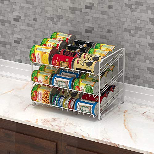 Stackable Can Rack, Silver, Adjustable Dividers, Holds 36 Cans S507495