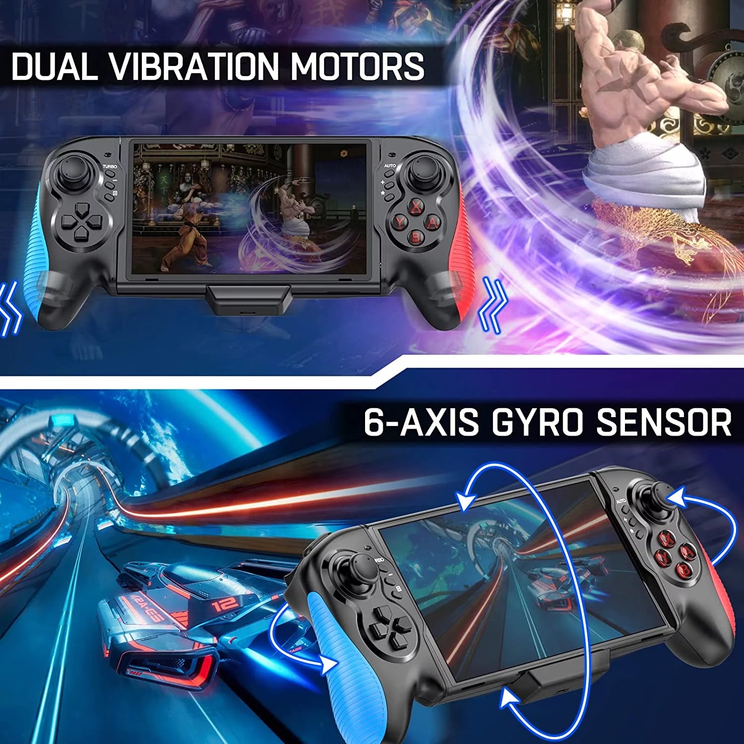 Controller for Nintendo Switch/OLED, One-Piece Joypad with Adjustable Turbo and Dual Motor Vibration O46052